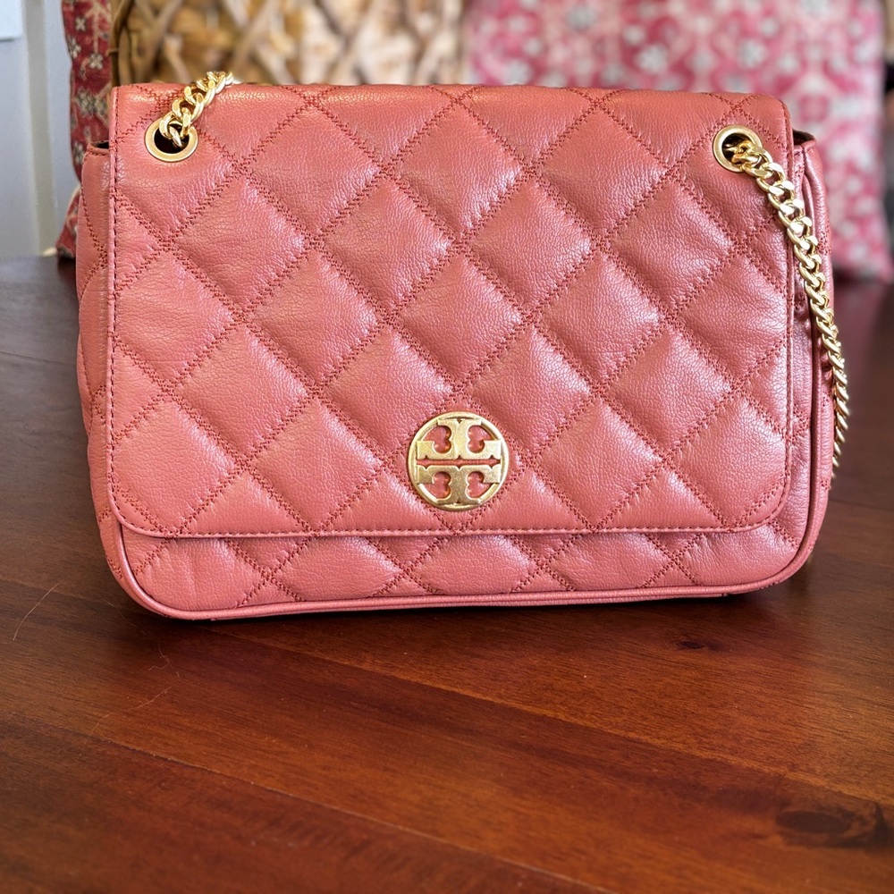 Tory Burch Quilted Fall Orange Leather Bag